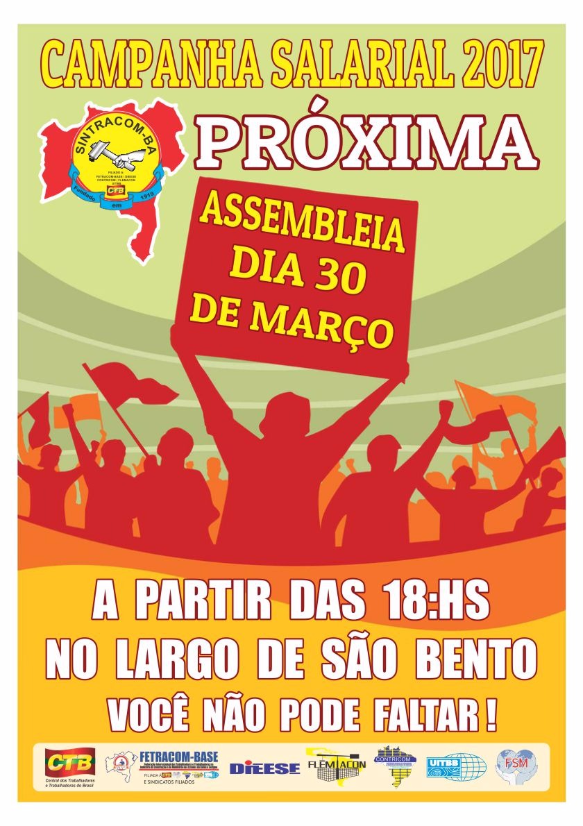 Nesta quinta-feira, 30/03, tem assembleia. Participe!