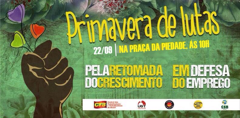CTB convoca ato "Primavera de Lutas", nesta sexta (22/09), 9 horas, na Piedade