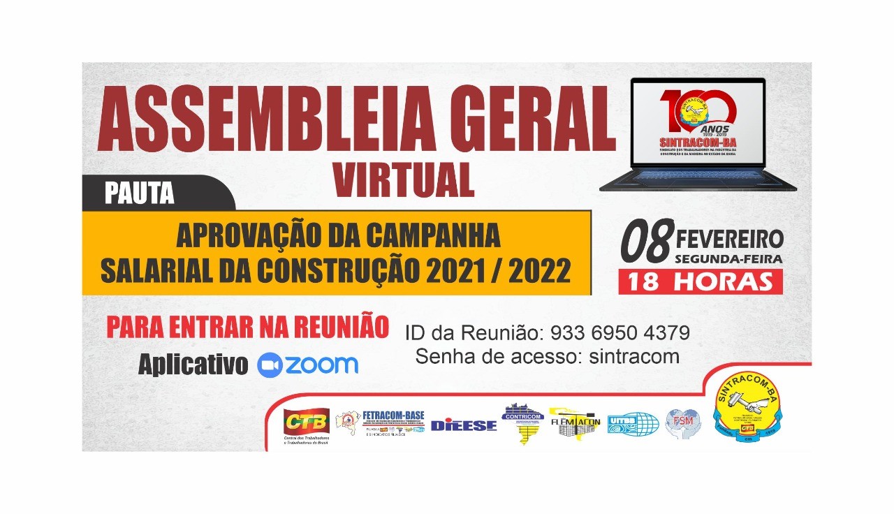 Assembleia Virtual: Campanha Salarial da Construção 2021
