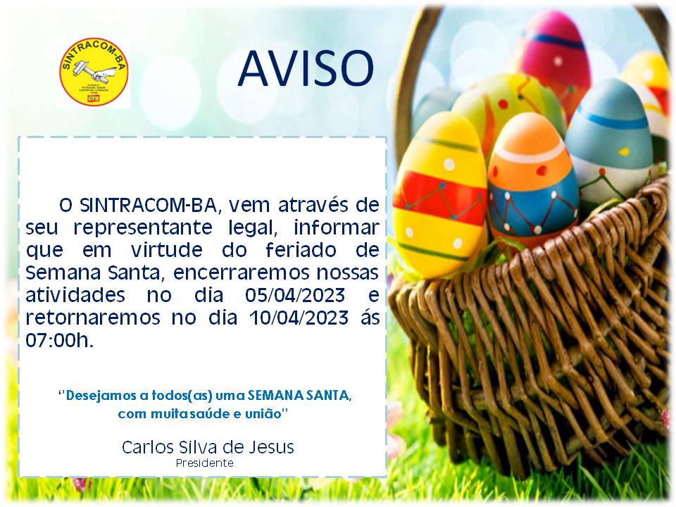 Aviso de Funcionamento: Semana Santa