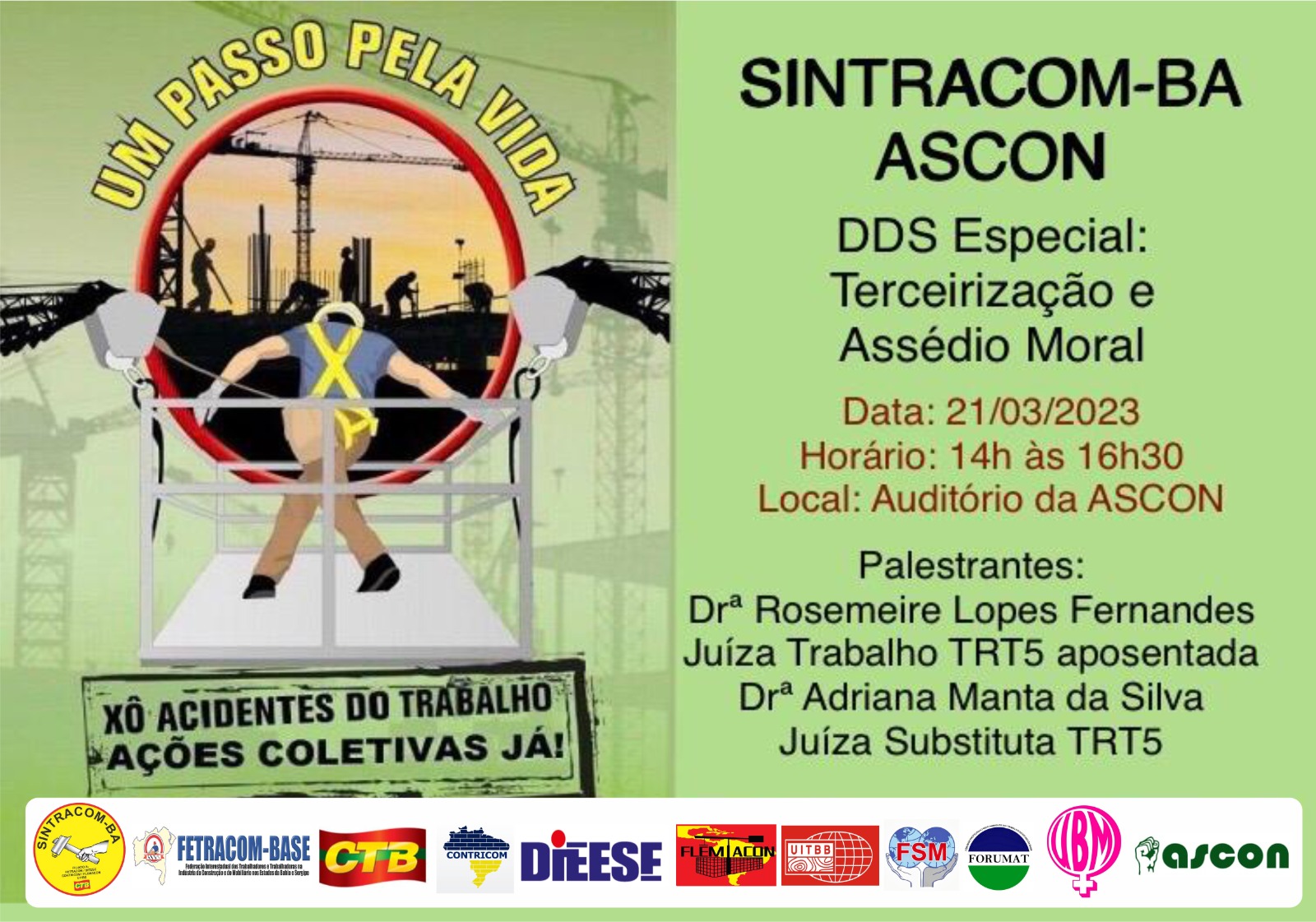 Nesta terça tem DDS SiNTRACOM-BA / ASCON: Terceirização e Assédio Moral