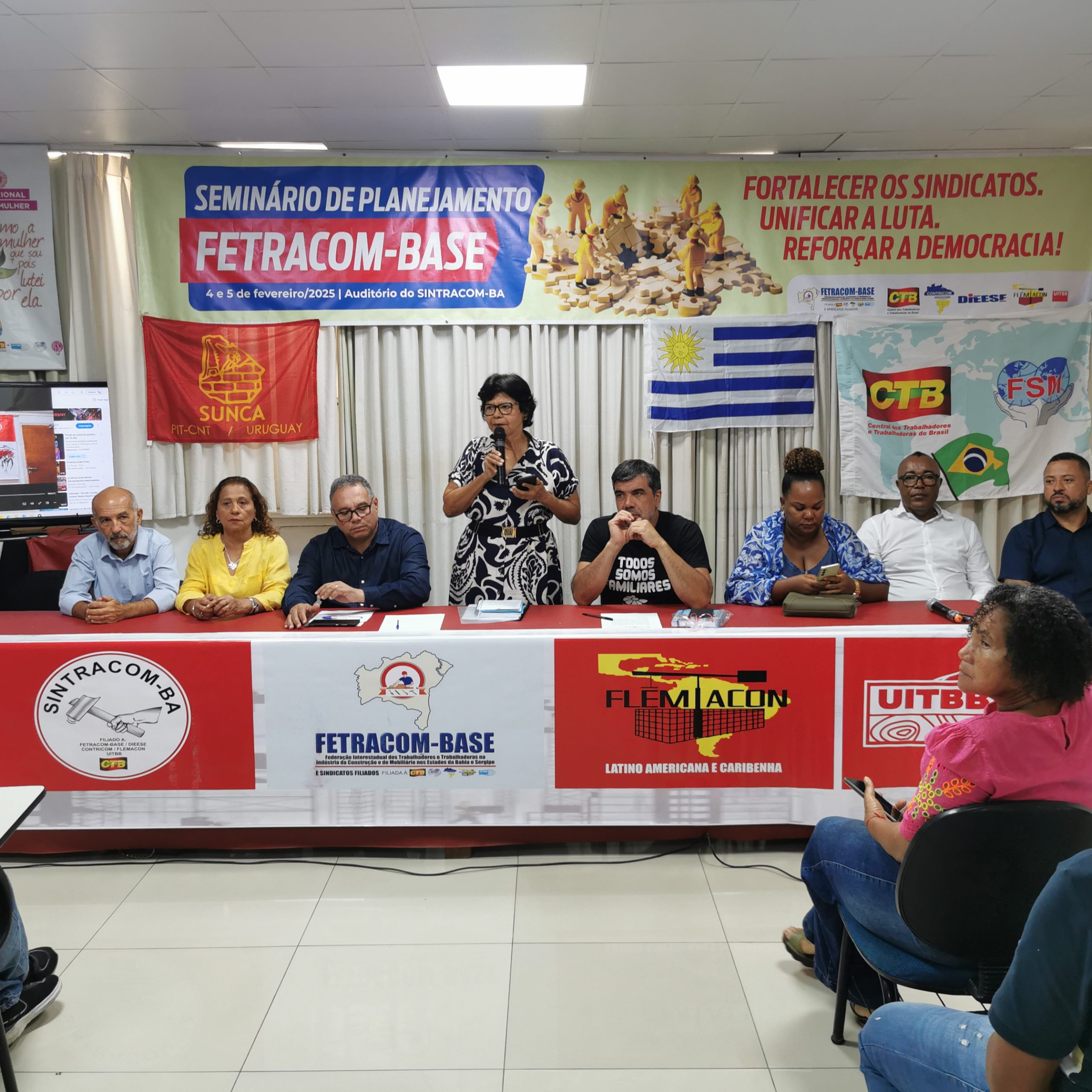 Seminário de Planejamento da FETRACOM-BASE: Fotos e vídeos do Ato político internacional