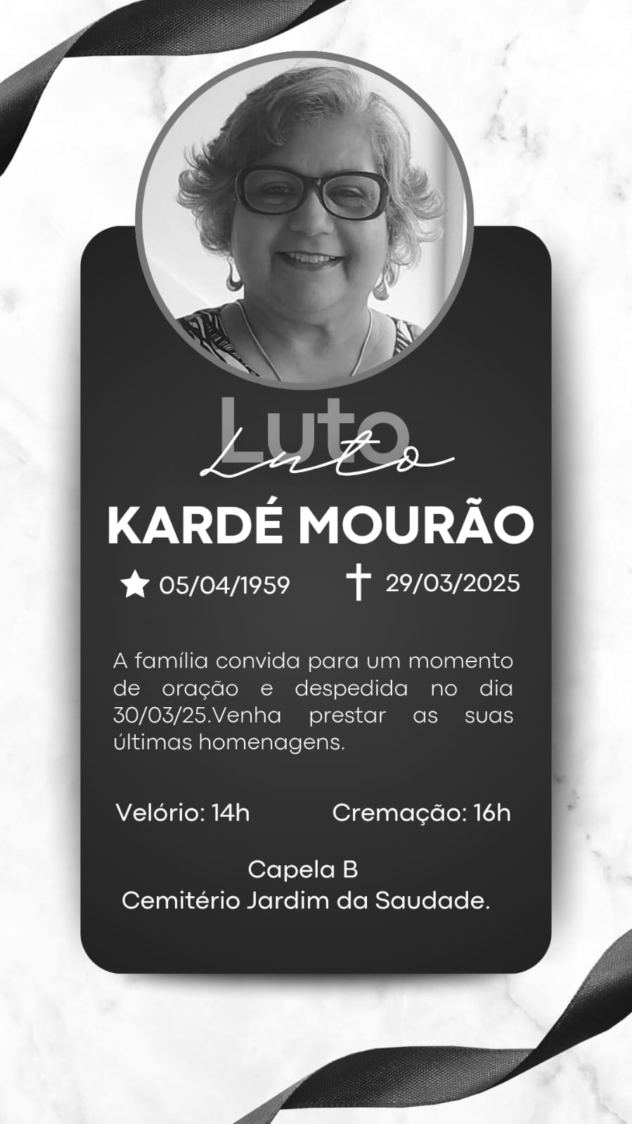 Nota de pesar pelo falecimento da jornalista Kardé Mourão