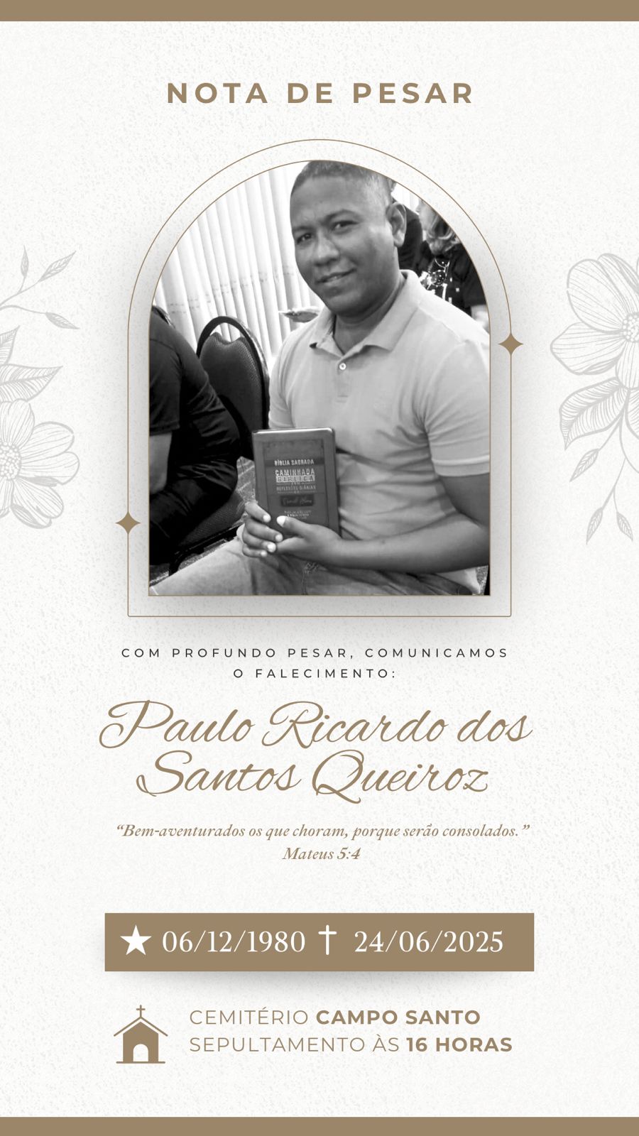 Nota de pesar: Paulo Ricardo dos Santos Queiroz